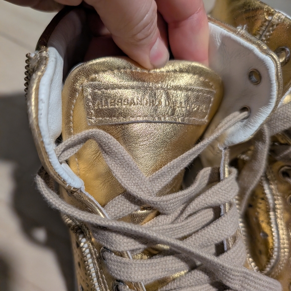 Alessandro Dell’ Acqua Studded High-Top Leather Gold Sneakers - Picture 5 of 10